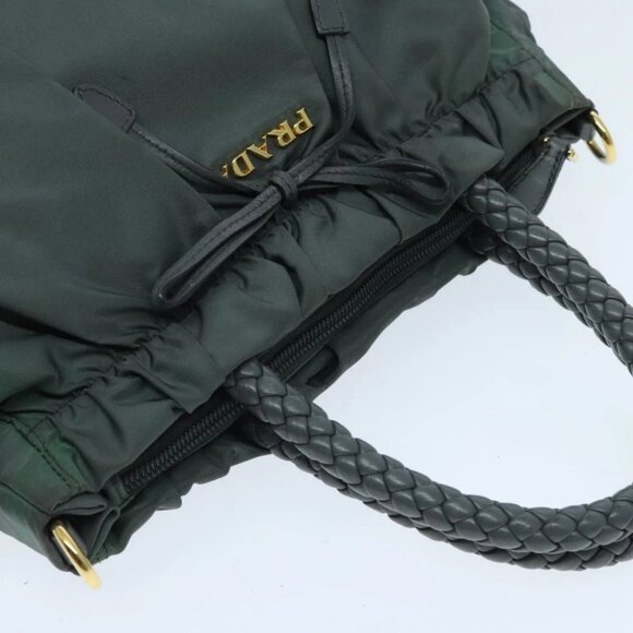 PRADA Hand Bag Nylon 2way Khaki Gold - Picture 7 of 14